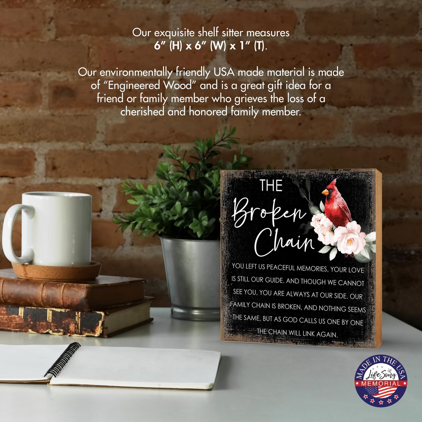 LifeSong Milestones Wooden Memorial Shelf Décor & Tabletop Signs | Loving Memory Gifts | Handcrafted Keepsakes (The Broken Chain (Black))