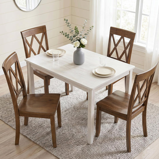 DUHOME Wood Dining Chairs Set of 4, Farmhouse Cross Back Solid Wood Kitchen Chairs, Vintage Walnut Finished Armless Dining Chairs for Home Kitchen, Breakfast Nook, Dining Room and Bistro