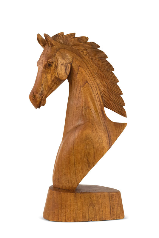 G6 Collection Wooden Hand Carved Horse Head Statue Sculpture Handcrafted Handmade Wood Decorative Home Decor Accent Figurine Decoration Horse (8" Tall)