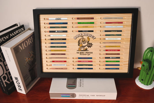 Golf Pencil Display Case,Golfer Souvenir Desktop Holder Storage Holds 36 Pencils, Home or Office Golf Decor,Gifts for Husband or Father
