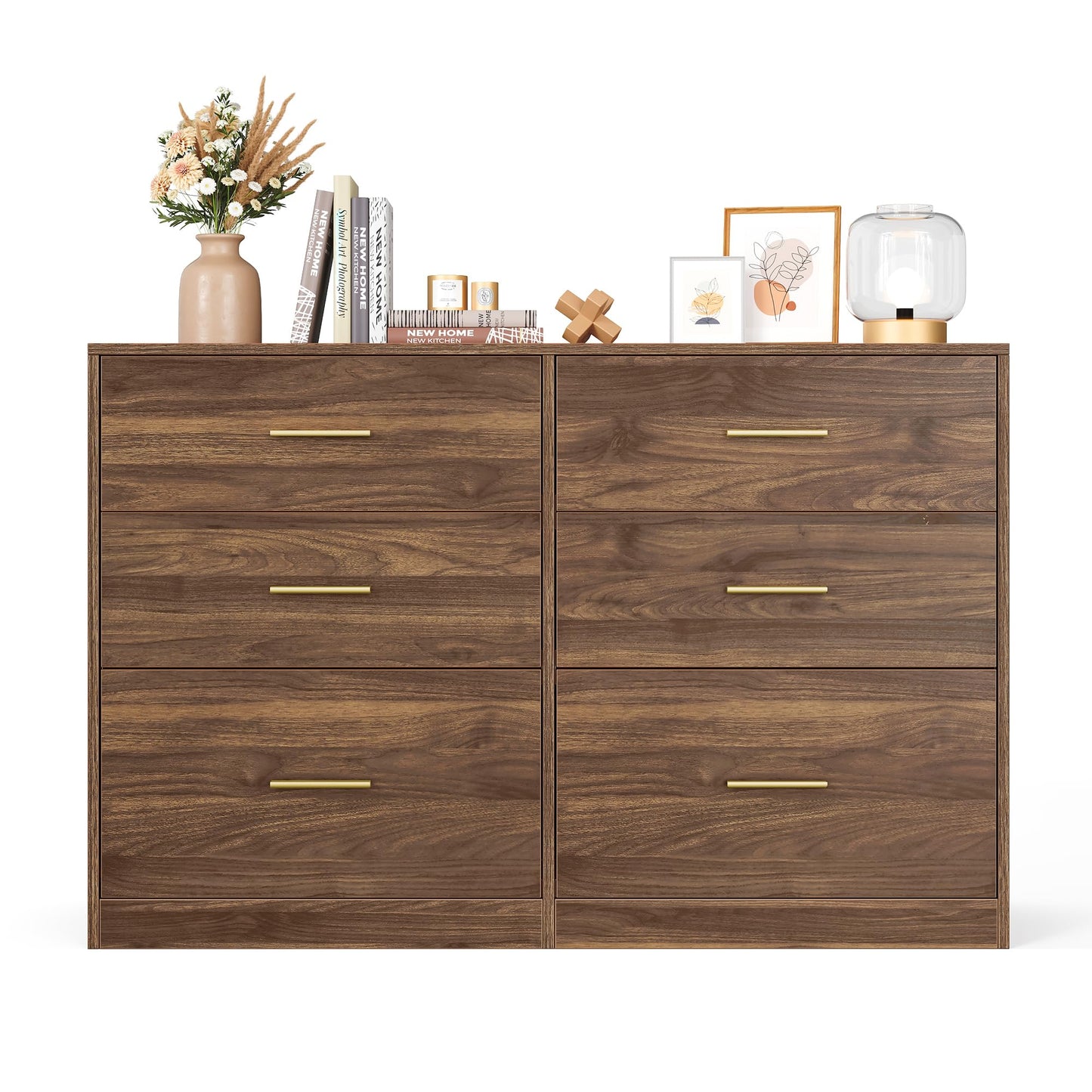VASAGLE Custos Collection - Dresser for Bedroom, Chest of Drawers for Closet, Modern Style, TV Stand for Living Room, 6 Drawers, 15.8 x 46.9 x 30.7 Inches, Walnut Brown ULTS416KE01S