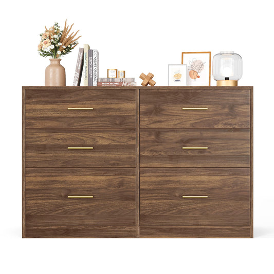 VASAGLE Custos Collection - Dresser for Bedroom, Chest of Drawers for Closet, Modern Style, TV Stand for Living Room, 6 Drawers, 15.8 x 46.9 x 30.7 Inches, Walnut Brown ULTS416KE01S