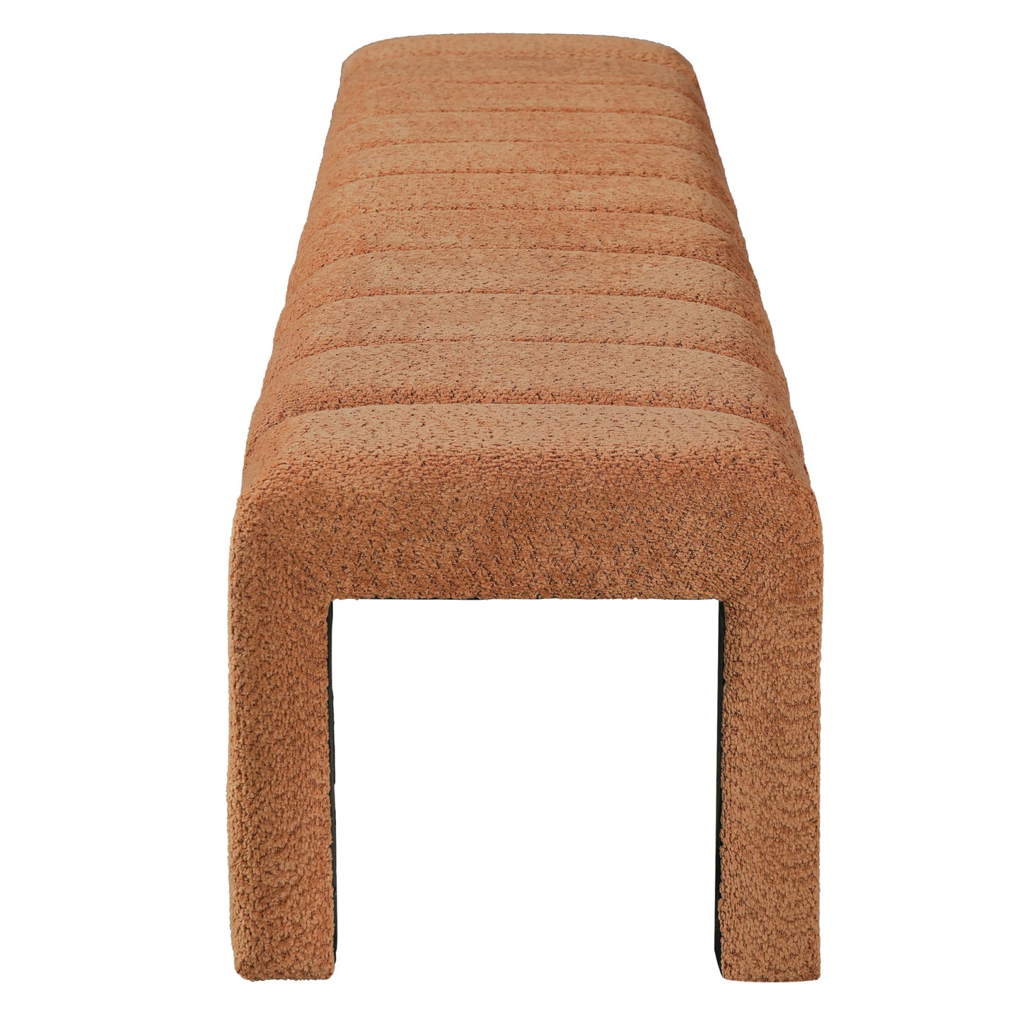 Christopher Knight Home Delan Boucle Upholstered Ottoman Bench, Wooden Entryway Bench, Long Sofa Footstool for Living Room, Bedroom End of Bed Bench, Orange