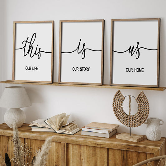Heiple This is Us Wall Decor 11"x14" Framed Wooden Wall Sign for Home Decor Farmhouse Vintage Rustic Living Room Minimalist Family Wall Art (Brown)