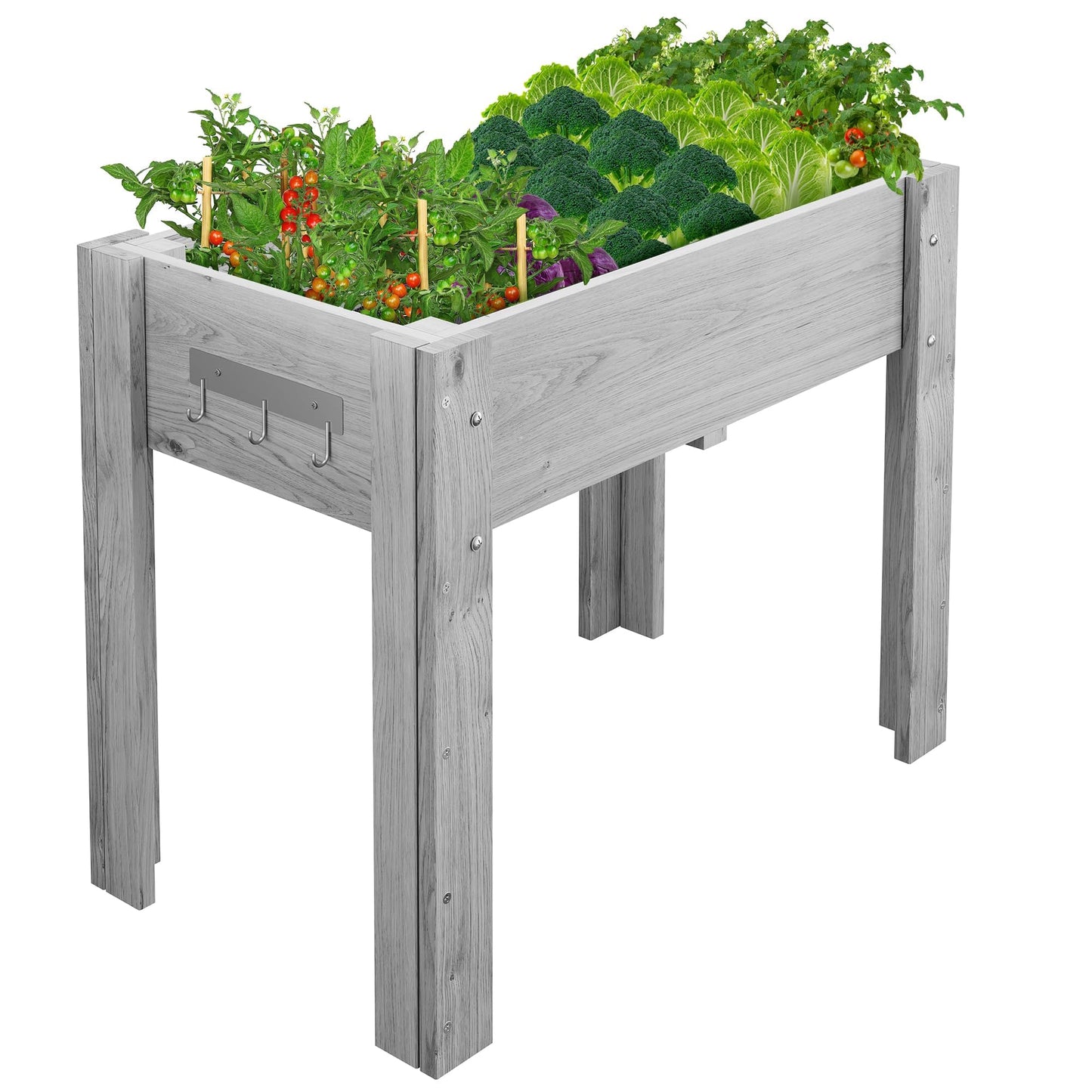 48x24x30IN Wooden Raised Garden Bed with Legs, Elevated Reinforced Large Planter Box for Vegetable Flower Herb Outdoor, Standing Growing Bed forGardening/Backyard/Patio/Balcony, Liner Included