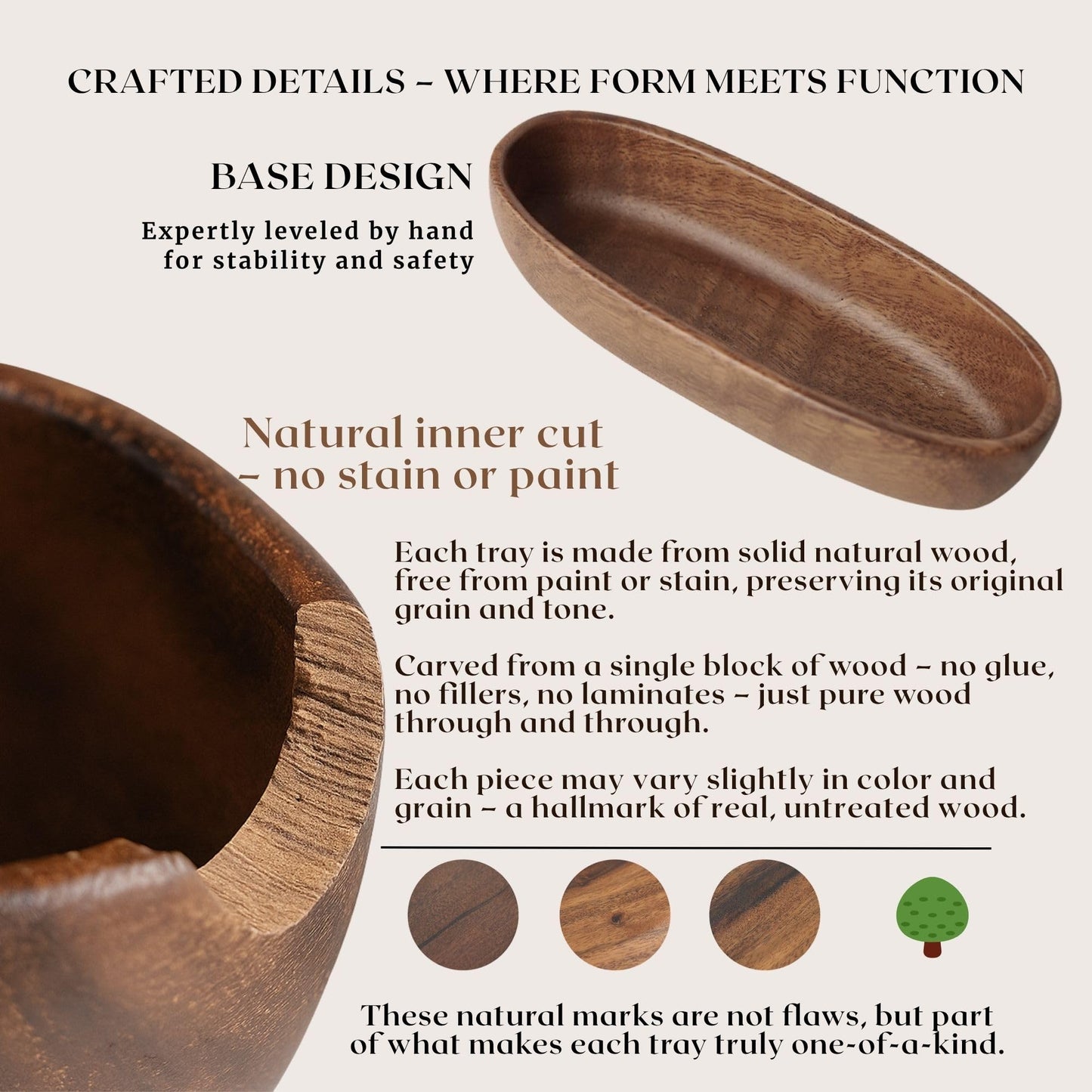 Rochoseng Wooden Decorative Bowl Walnut Wood Bowl for Table Centerpiece Rustic Wood Bowl for Home Decor Coffee Table Oval Boat Shape (Large (9.8"))