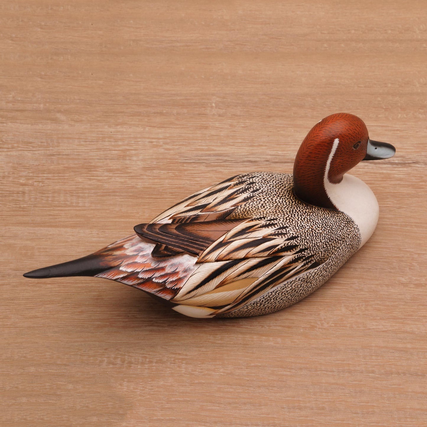 NOVICA Pintail Duck Wood Statuette, Brown