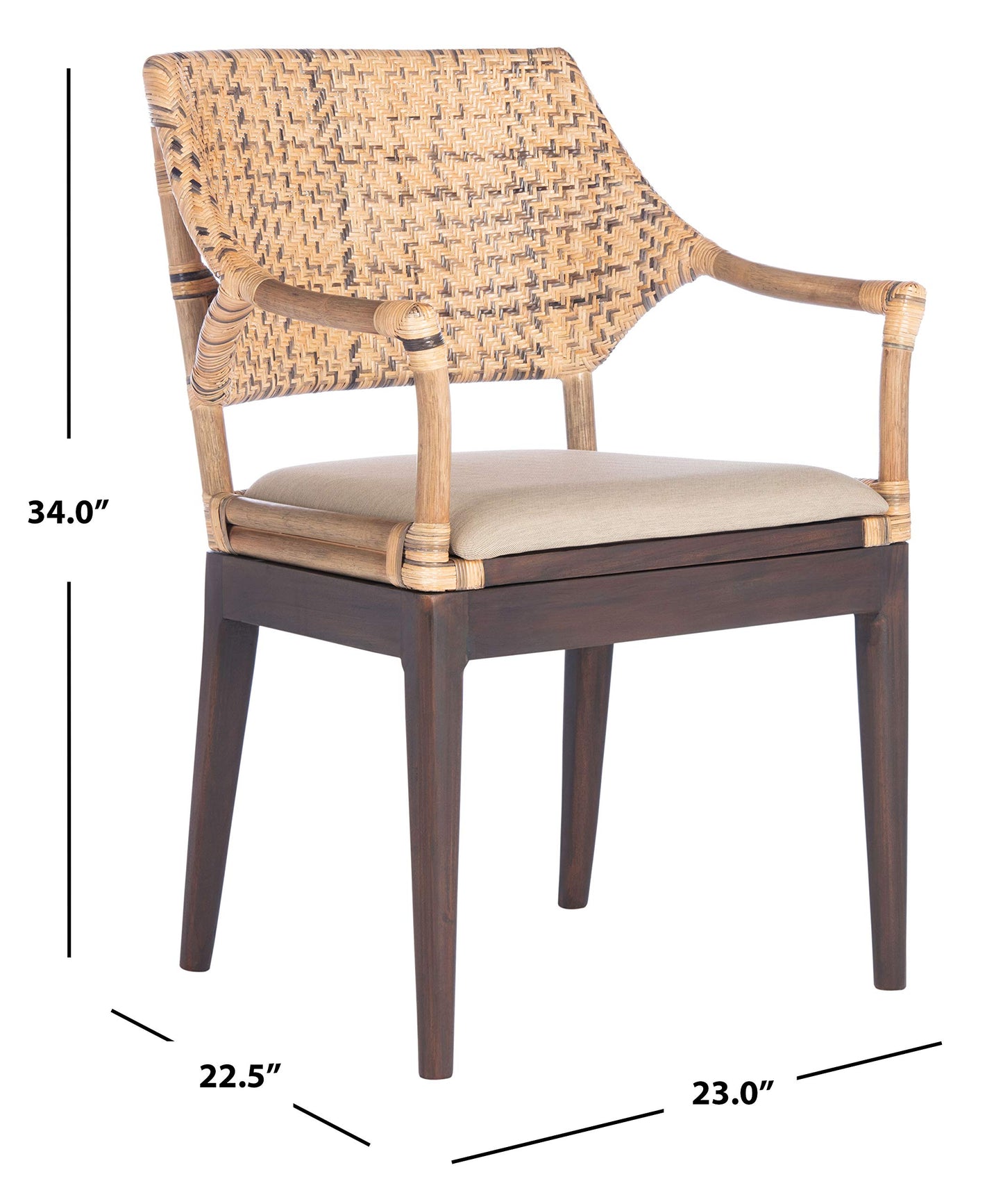 SAFAVIEH Home Collection Carlo Arm Chair, Honey