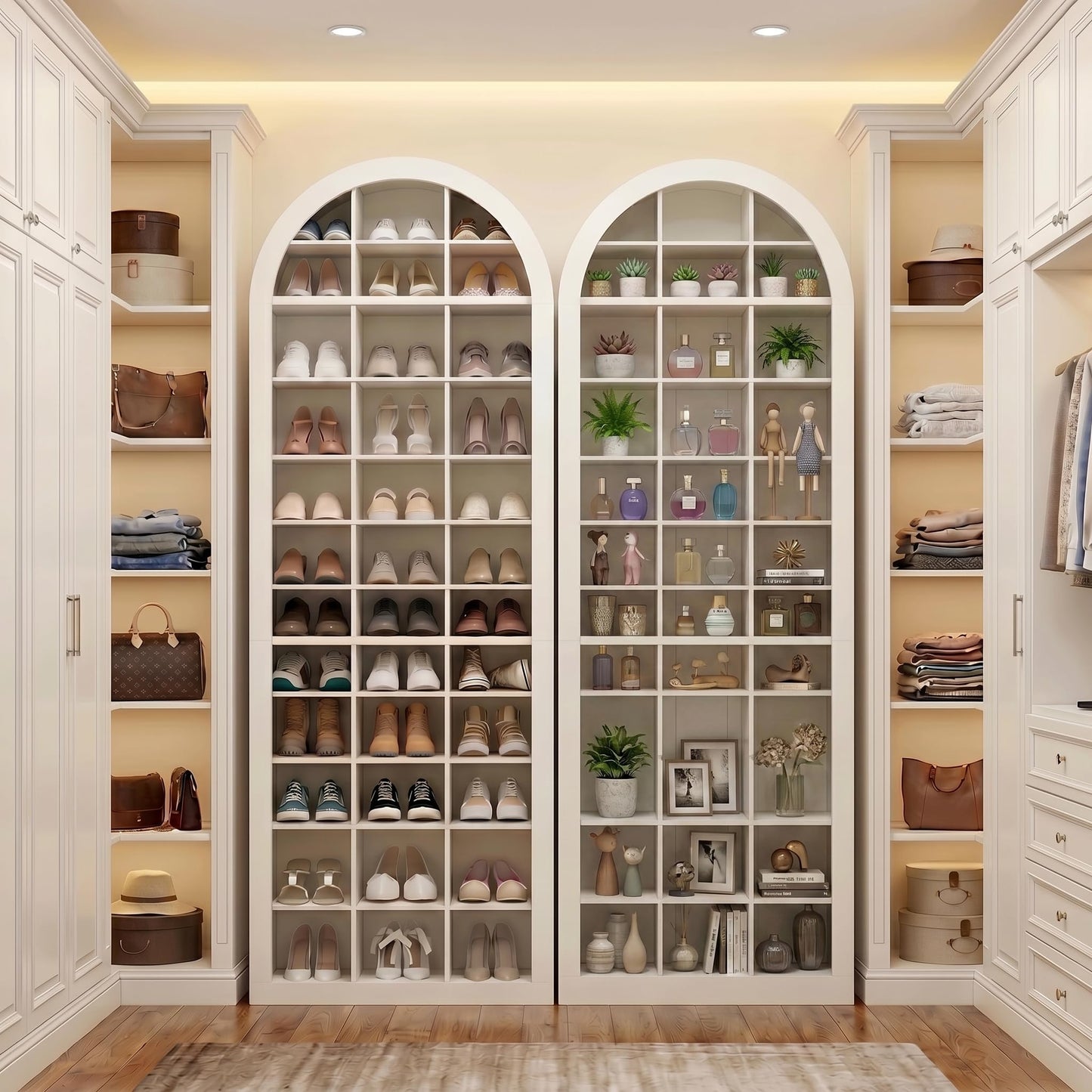 LITTLE TREE 12-Tier Shoe Storage Cabinet Set of 2, Freestanding Tall Entryway Shoe Organizer with 36 Cubbies, 70.9'' White Wooden Shoe Rack Cabinet for Closet, Entryway, Living Room