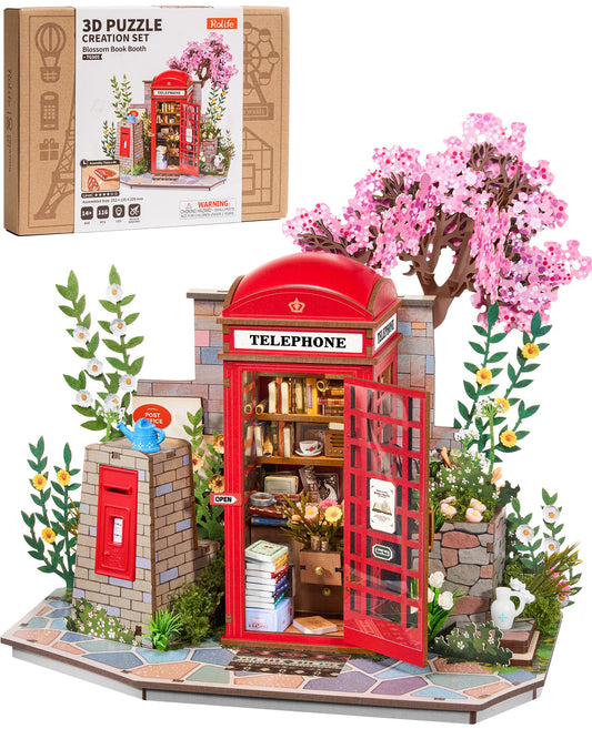 Rolife 3D Puzzles for Adults Blossom Book Booth, Toy Model Building Set for Adults for Table Toys & Home Decor, Creative Birthday Gift for Girls&Boys (116 PCS)