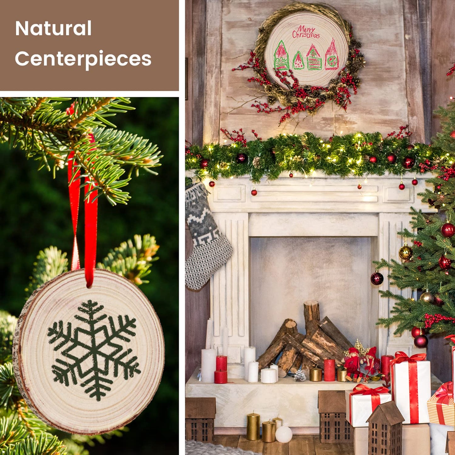 Maputune 8 Pcs 11-12 in Large Unfinished Wood Slices for Centerpieces, Natural Rustic Wooden Plate for DIY Craft, Round Wood Chips for Signage Painting Wedding Party Christmas Decor