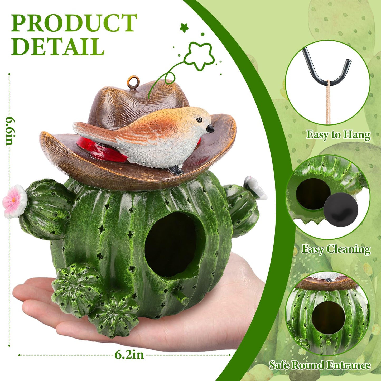 Bird Houses for Outside – Hand-Painted Decorative Bird House, Waterproof Resin Hanging Birdhouse for Patio, Yard, Porch & Garden Decor