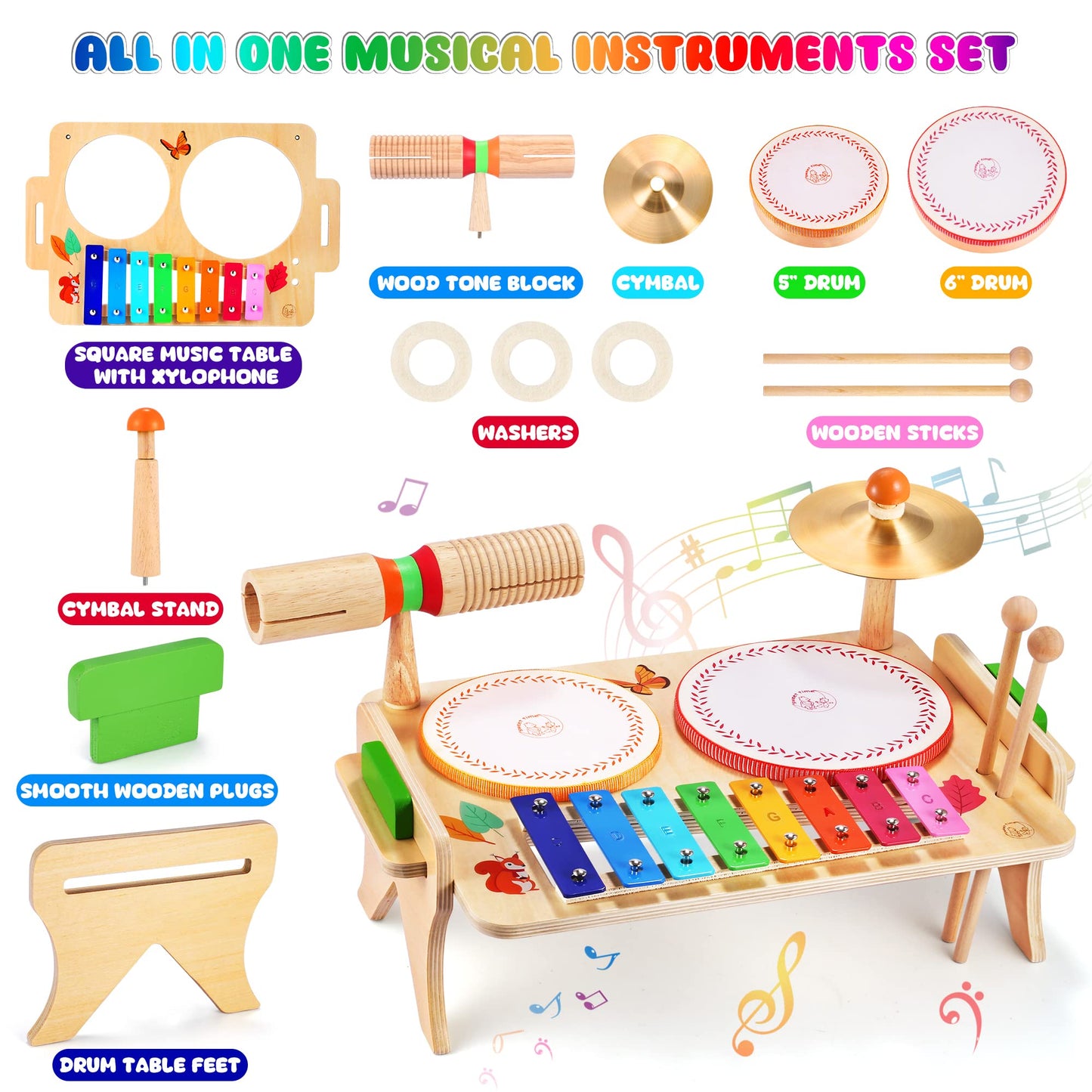 WINGYZ Kids Drum Set for Toddlers Baby Music Instruments for 1-3 Year Old