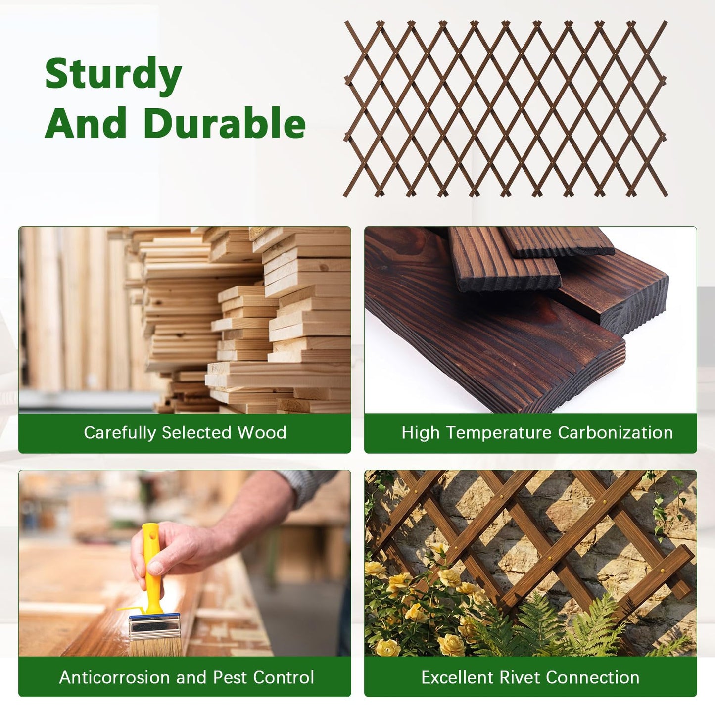 Expandable Garden Trellis, Trellis for Climbing Plants Outdoor, Wooden Lattice Fence Wall Panel Lattice Panels for Outside, for Climbing Plants Vine Ivy Rose Clematis (37" x 90", 1PC)