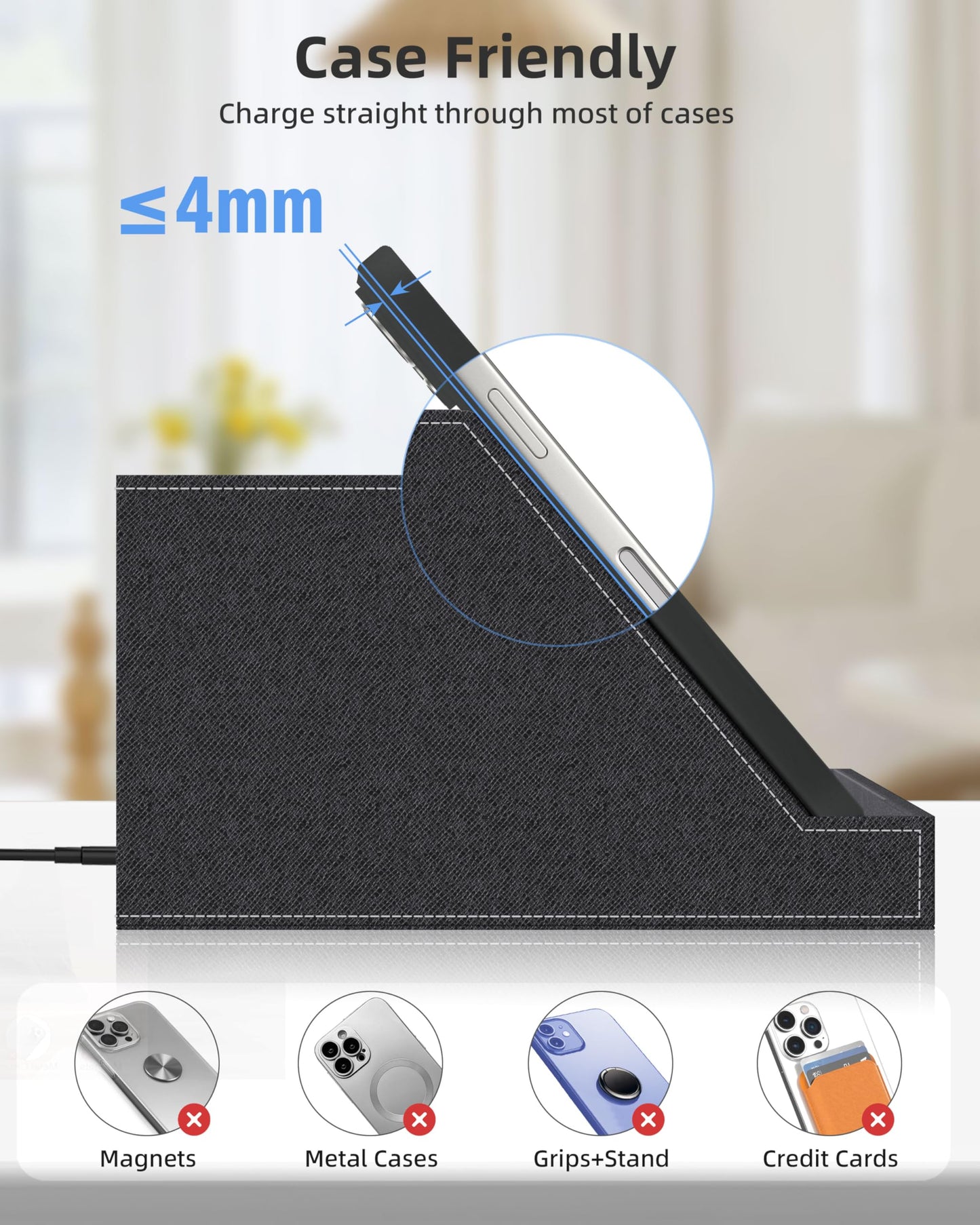 Investme Wireless Charger with Desk Organizer, Fast Charging Station for iPhone 16/15/14/13/12/11 Pro Max, Desk Phone Charger Stand, Desktop Nightstand Organizer Pen Holder for Home Offfice Supplies