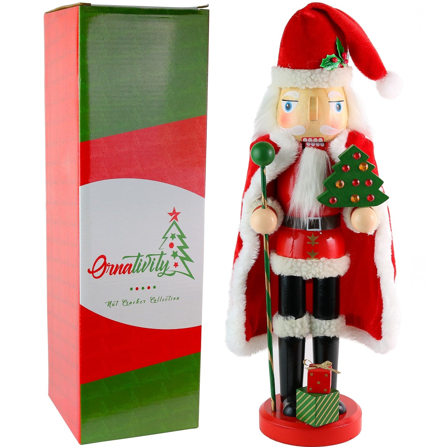 Ornativity Christmas Santa Claus Nutcracker - Holiday Wooden Xmas Nutcracker Santa Figure Home Decoration 13.5"