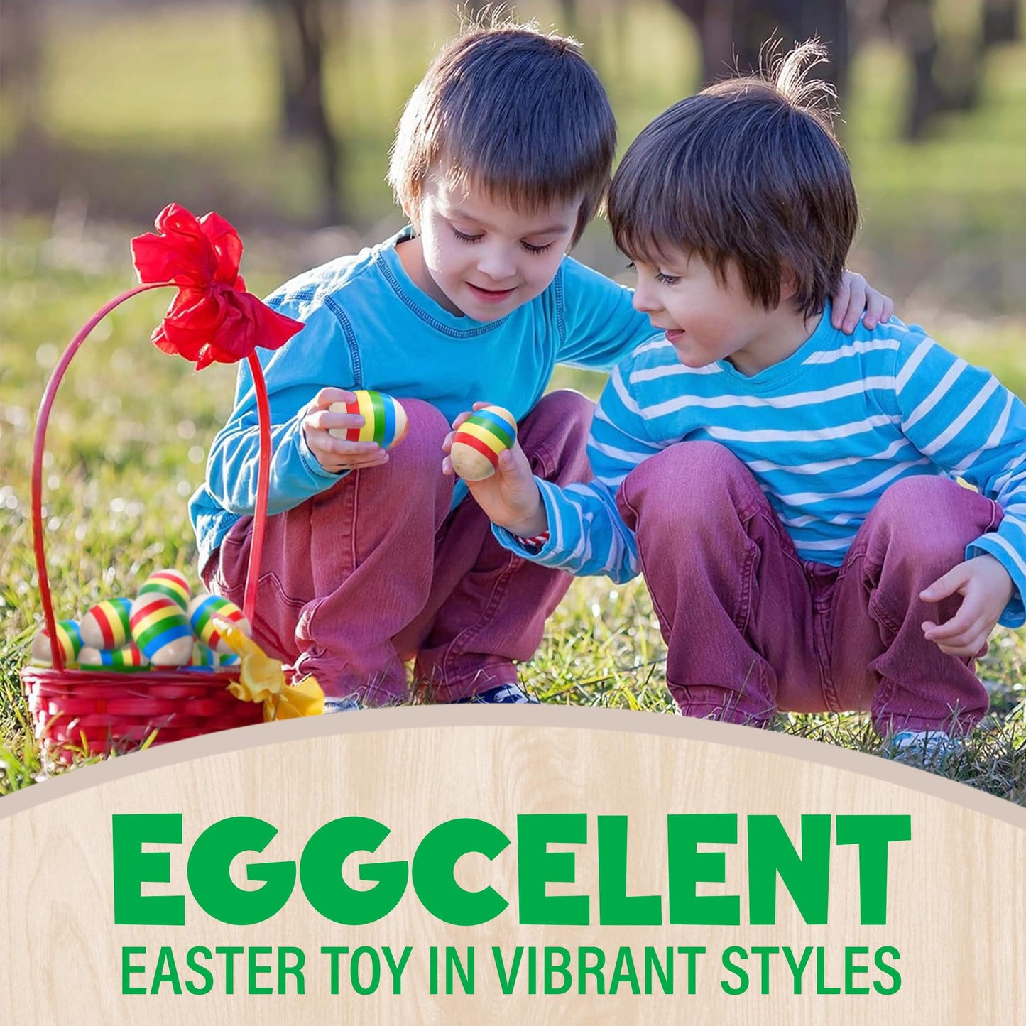 IPIDIPI TOYS Easter Egg Shakers Maracas for Kids – Pack of 6 Wooden Musical Instruments for Kids – Montessori Sound Toy – Party Pavors, Goodie Bag Fillers