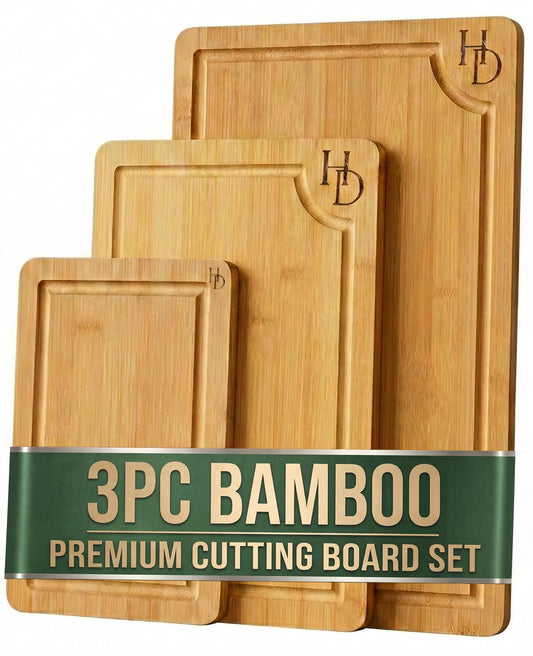 3 Piece Bamboo Cutting Board Set, Cutting Boards For Kitchen, Hampton Distribution