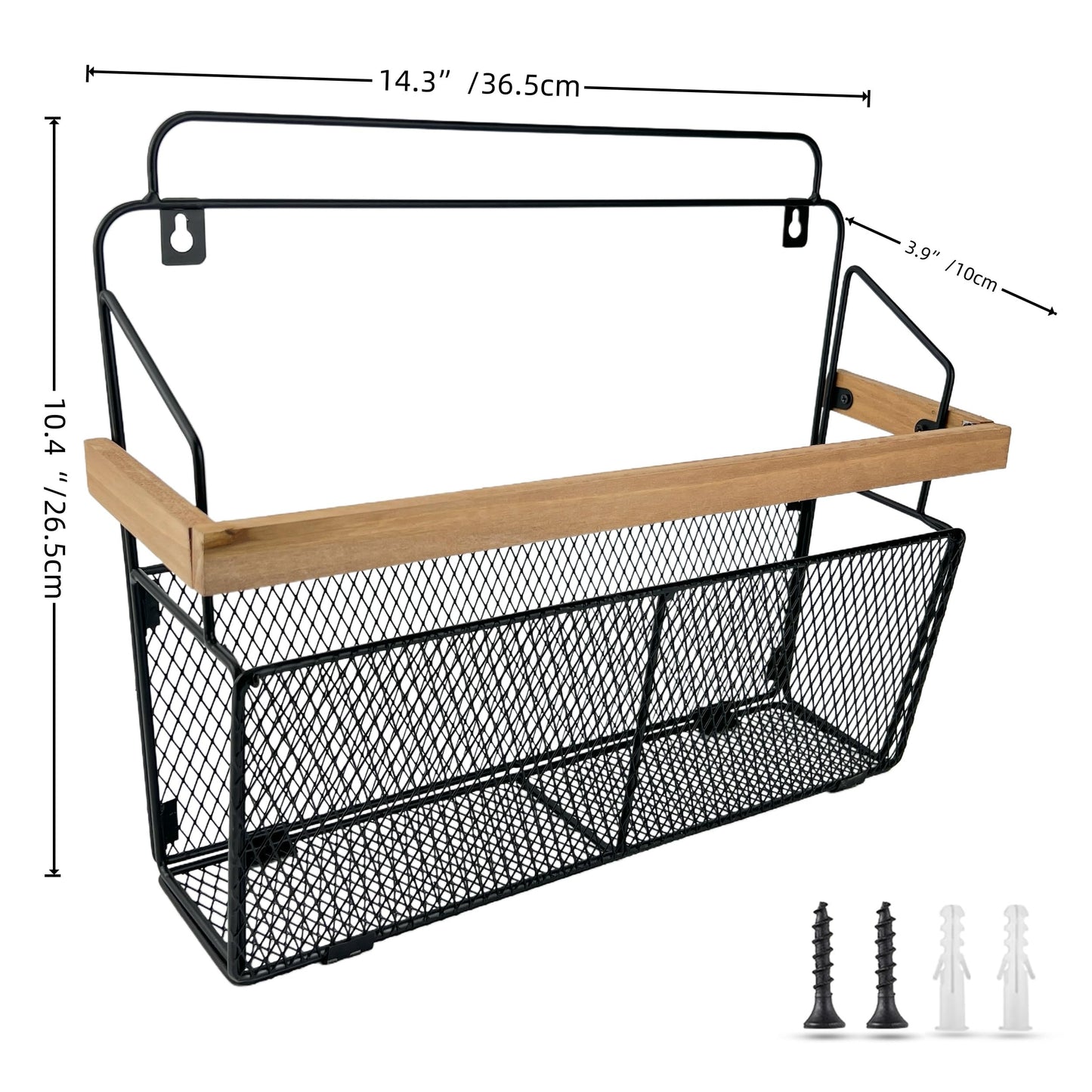 Pubgeer Wall Mounted Magazine Holder, Wooden-Trim Wall File Organizer, Hanging Magazine Rack, File Organizer for Entryway Living Room Kids’ room and Office, Hanging Mail Organizer
