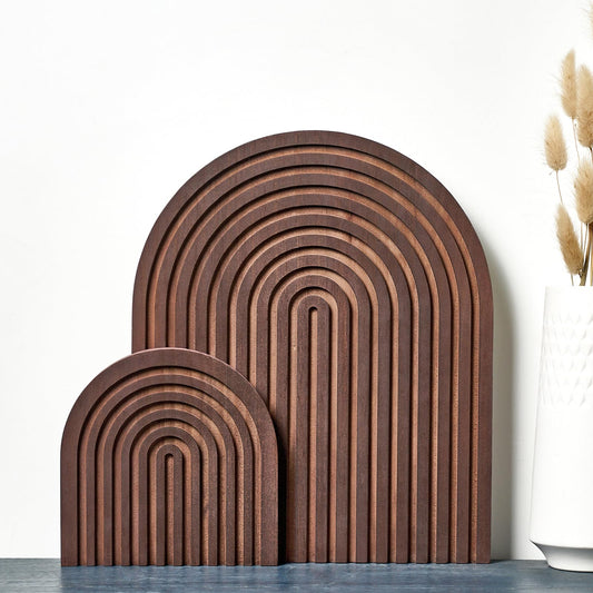 Homtik Set of 2 Wooden Arch Vintage Decor for Wall Shelf, Fireplace Mantel, Counter, Table - Mid Century Modern Boho Decorative Object Aesthetic Decorations for Living Room, Kitchen, Home Office