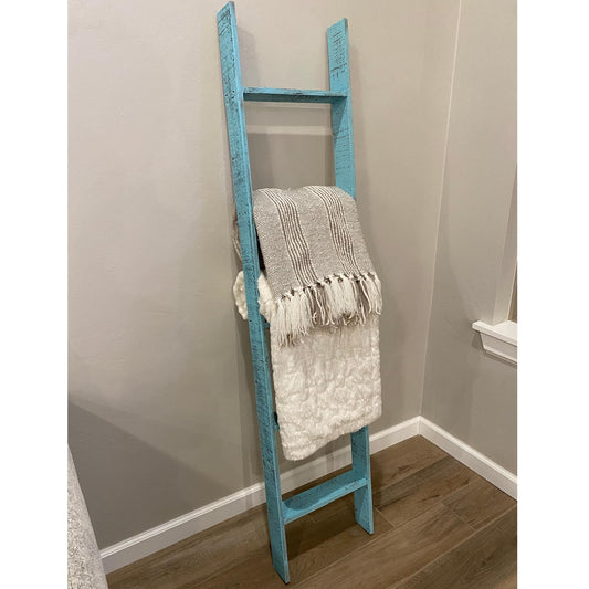 BarnwoodUSA Reclaimed Wood Bookcase Ladder (5 Foot, Turquoise)