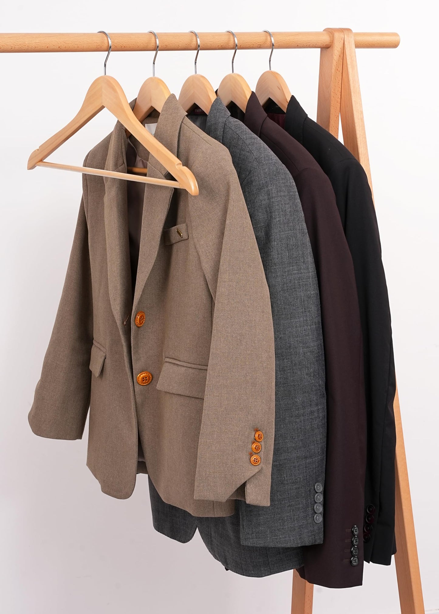 Wooden Hangers 30 Pack, Non-Slip Wood Hanger with 360°Swivel Hook & Notches, Durable & Slim Coat Hangers for Shirt, Suit, Jacket, Dress, Natural-HL01N3