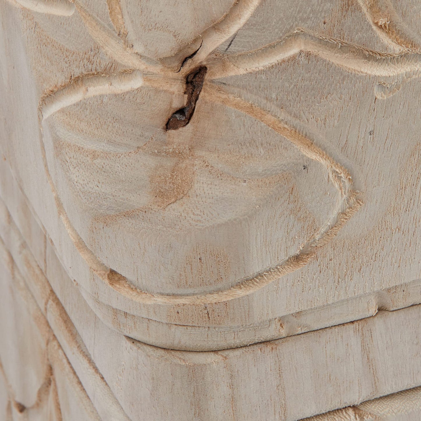 Creative Co-Op Decorative Paulownia Wood Pedestals with Carved Design, Set of 2 Styles, Natural