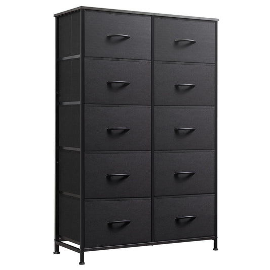 WLIVE Tall Dressers for Bedroom with 10 Drawers, Chest of Drawers, Dresser for Closet, Living Room, Hallway, Entryway, Black