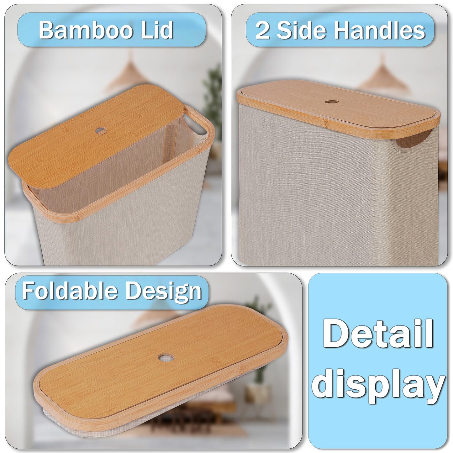 efluky Toilet Paper Basket with Lid, Toilet Paper Organizer for Bathroom, Free Standing Toilet Paper Holder with Storage, Brownbeige
