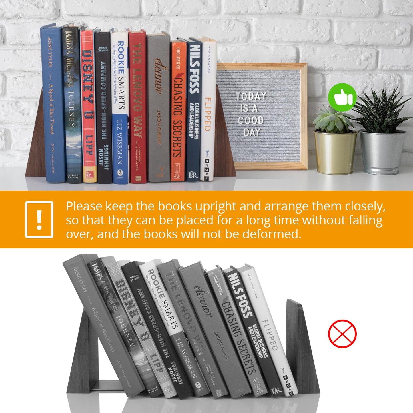 DRELIFAM Walnut Book Ends Heavy Duty Handmade Book Ends for Shelves Decorative Bookends to Hold Heavy Books (Black Walnut Wood Small)
