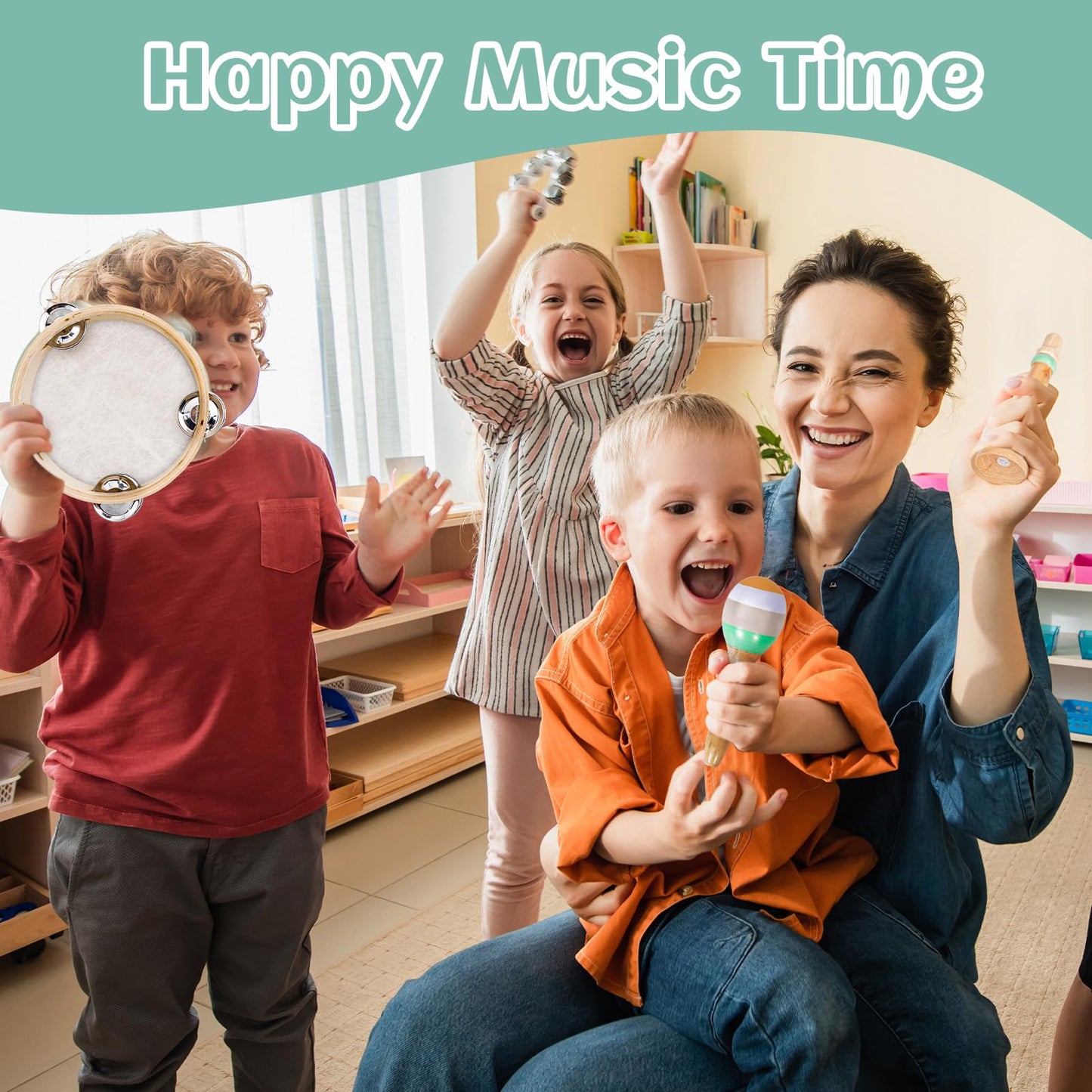 Raimy Kids Musical Instruments Set, Neutral Colors Wooden Montessori Toys