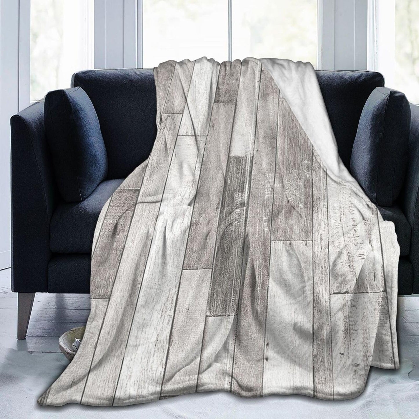 50"X40" Wooden Plank Texture Soft Flannel Blanket - Lightweight and Quick Drying, Used for Home, Travel, Camping