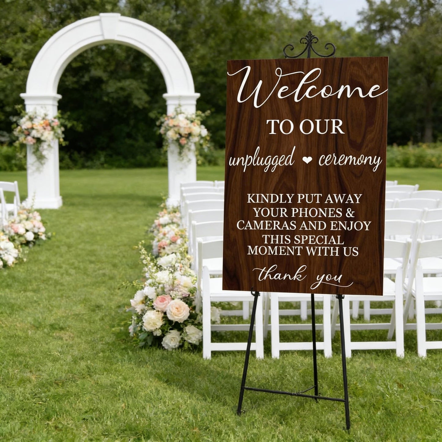 welcome to our unplugged ceremony Wood sign wedding welcome signs, No Phones wedding sign wood, rustic wedding Decorations 24x16 Inch