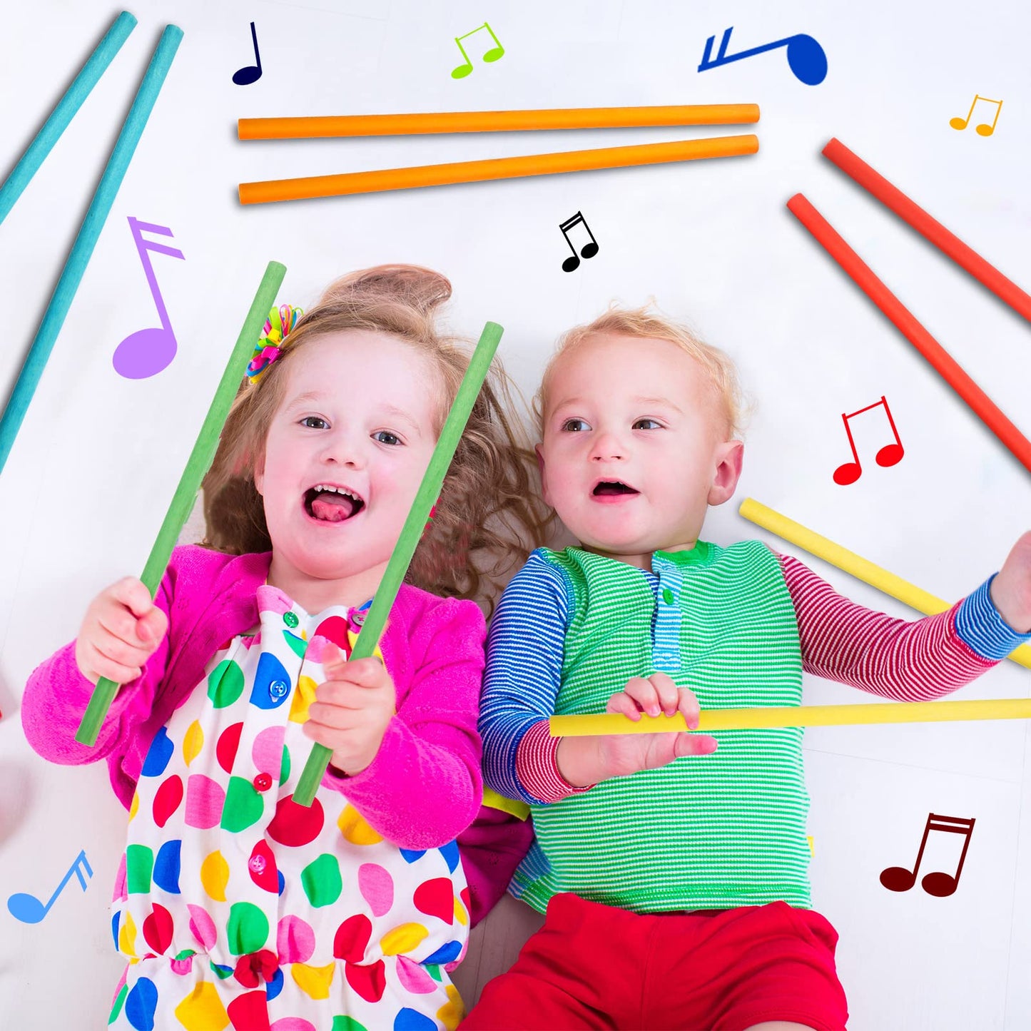 Yookeer 30 Pcs Rhythm Sticks for Kids Bulk 5 Colors Wooden Lummi Sticks Music Toys Percussion Instrument for Back to School Kid Toddler Present Girl Boy Classroom Play Music Learning(30 cm/ 12 Inches)