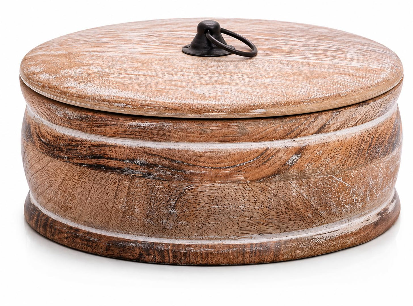 Handcrafted Wooden Mexican Tortilla Warmer Basket Indian Chapati Roti Bread Holder Box Pancake Keeper Serveware Hot Pot Casserole Dish With Lid Home Kitchen Dining Decor, Natural Brown, 9 x 3.5 Inches