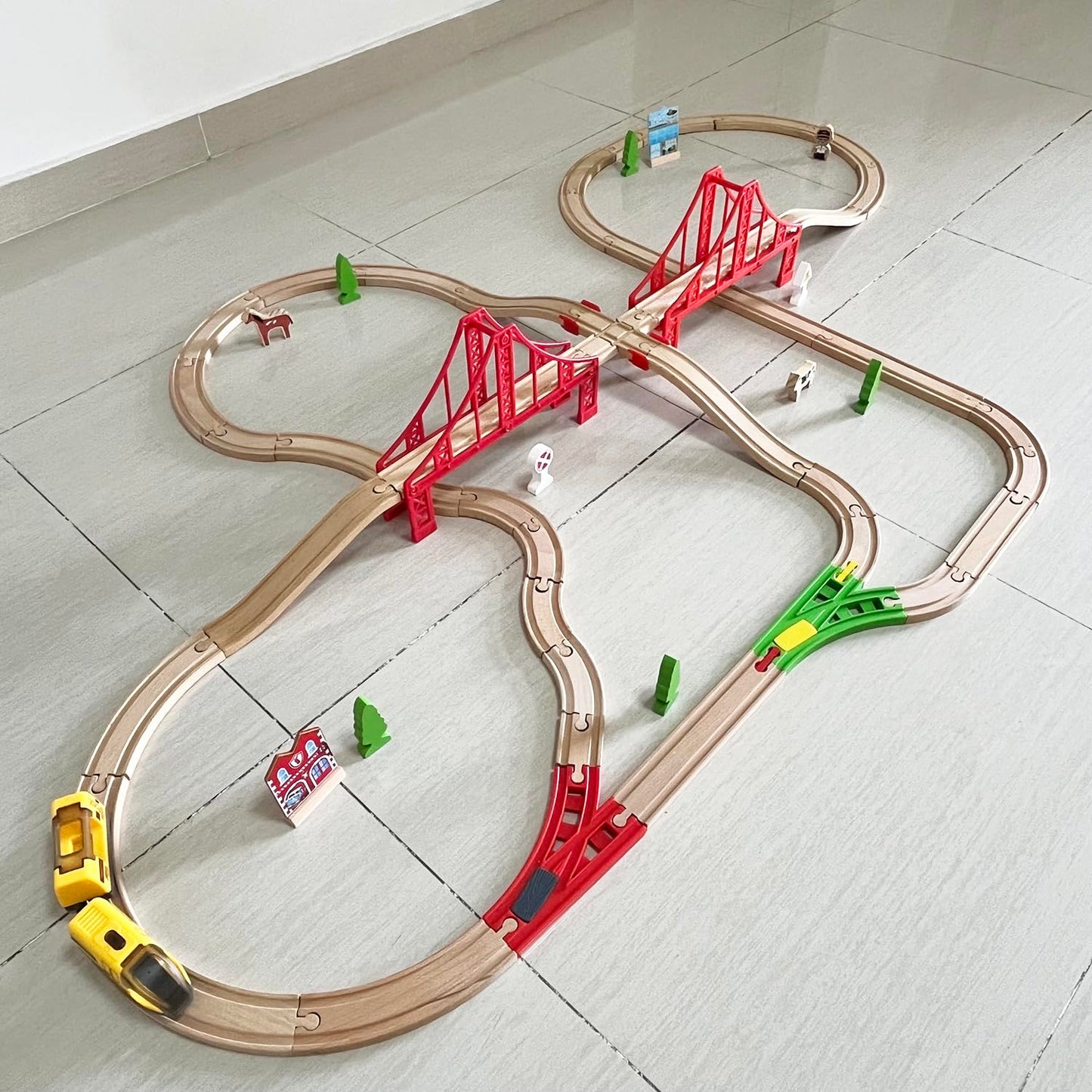 Bunu1492 Wooden Train Track Accessories Set,10 pcs Train Track Connector,Compatible with All Major Brands Train Tracks,Christmas Birthday Gift for Boys Girls,Train Toys Expansion Pack for Kids Ages 3+