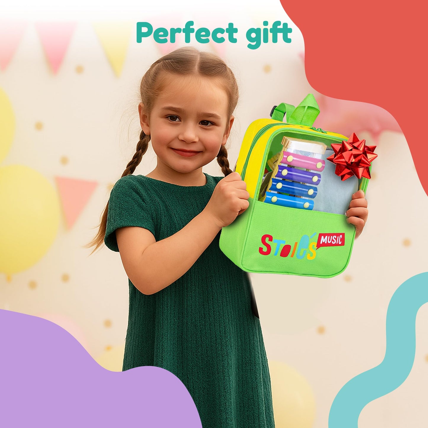 Stoie's Musical Toys for Toddlers, Wooden Percussion Instruments Toy for Kids Baby Preschool Educational Musical Toys Set for Boys and Girls with Storage Bag