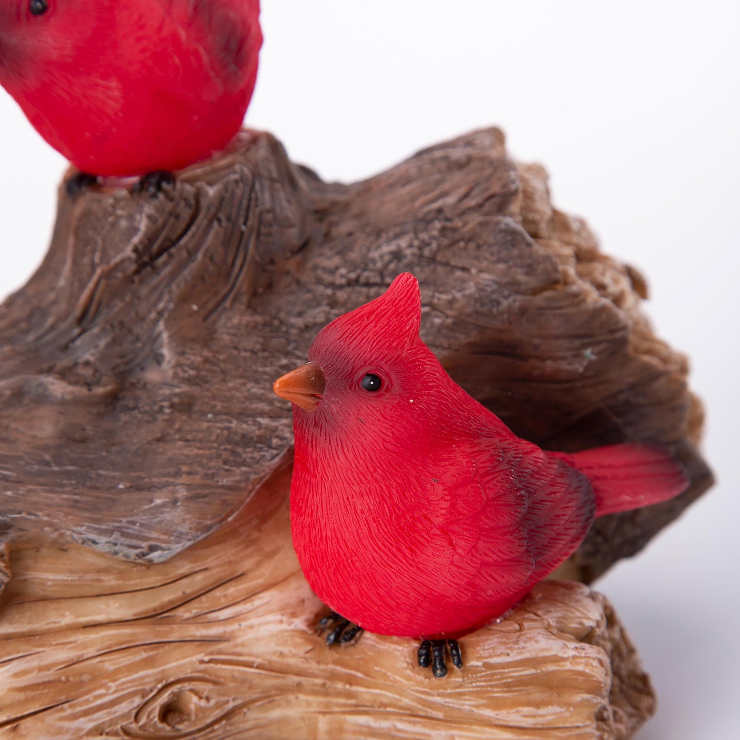 Evergreen Garden 5" H Solar Cardinal Family On Wooden Log, Garden Statues Bird with Solar Outdoor Light for Garden Decor, Cardinals Figurine Decorations for Home Decoration, Housewarming Gifts