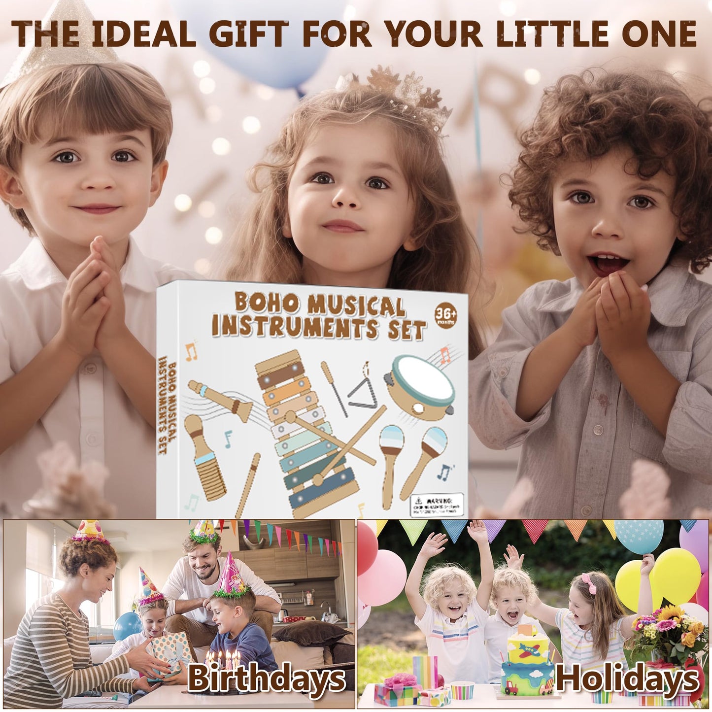 Baby Musical Instruments Montessori Wooden Music Toys for Toddlers 3+