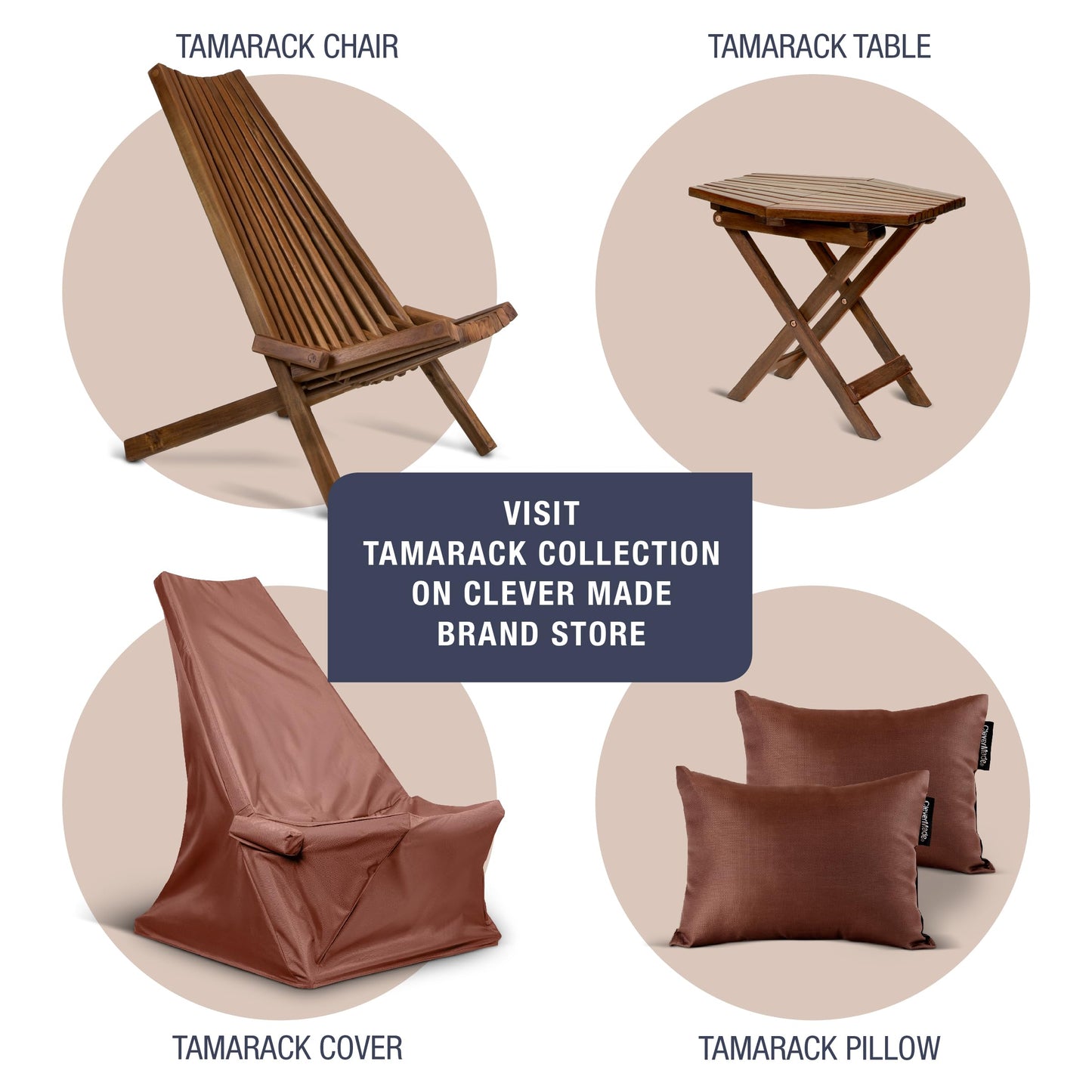 CleverMade Tamarack Folding Wooden Outdoor Chair -Stylish Low Profile Acacia Wood Lounge Chair for the Patio, Porch, Lawn, Garden or Home Furniture - Cinnamon