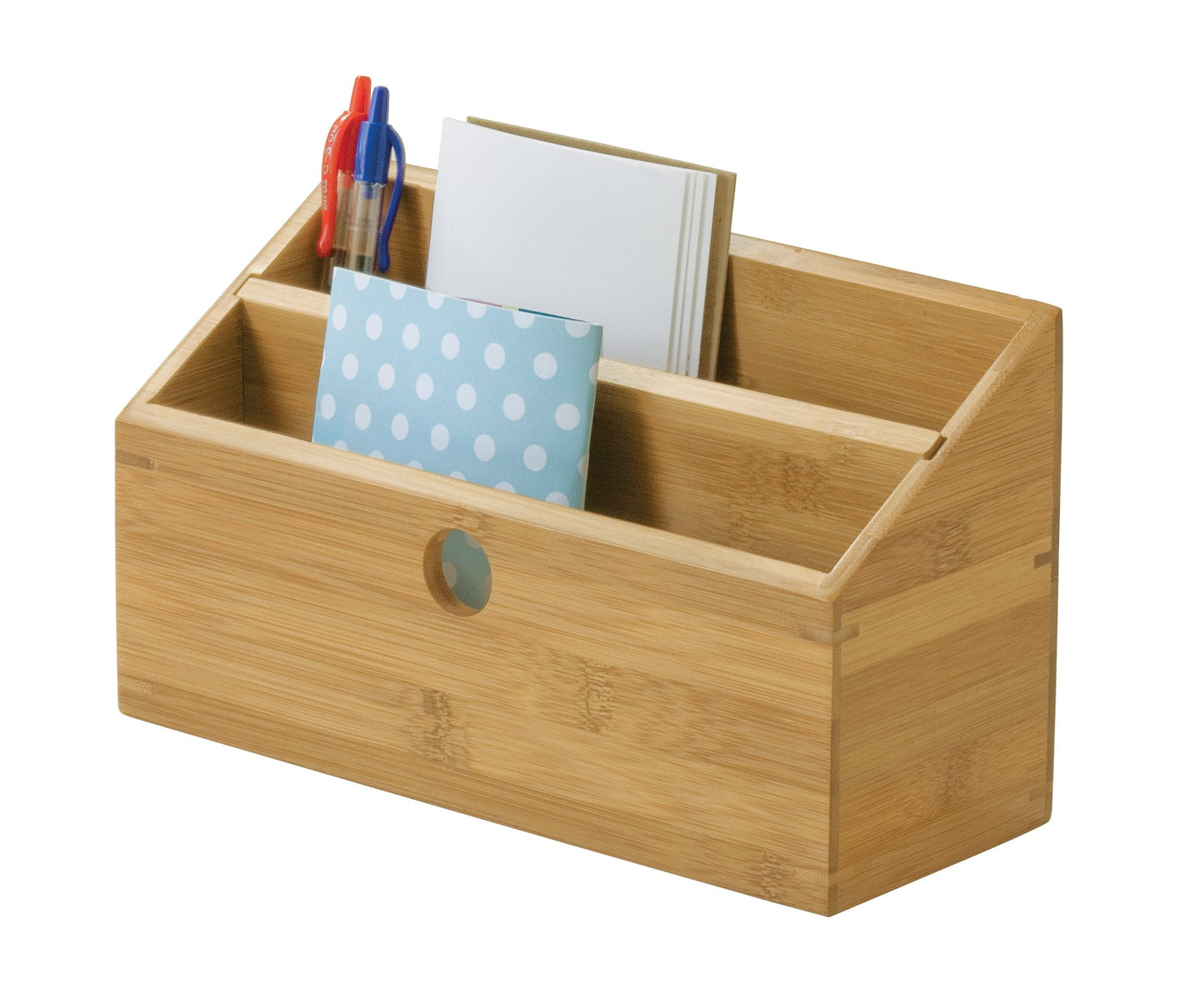 Lipper International 808 Bamboo Wood 2-Slot Office Supply Desk Organizer, 10 3/4" x 4 1/8" x 6"