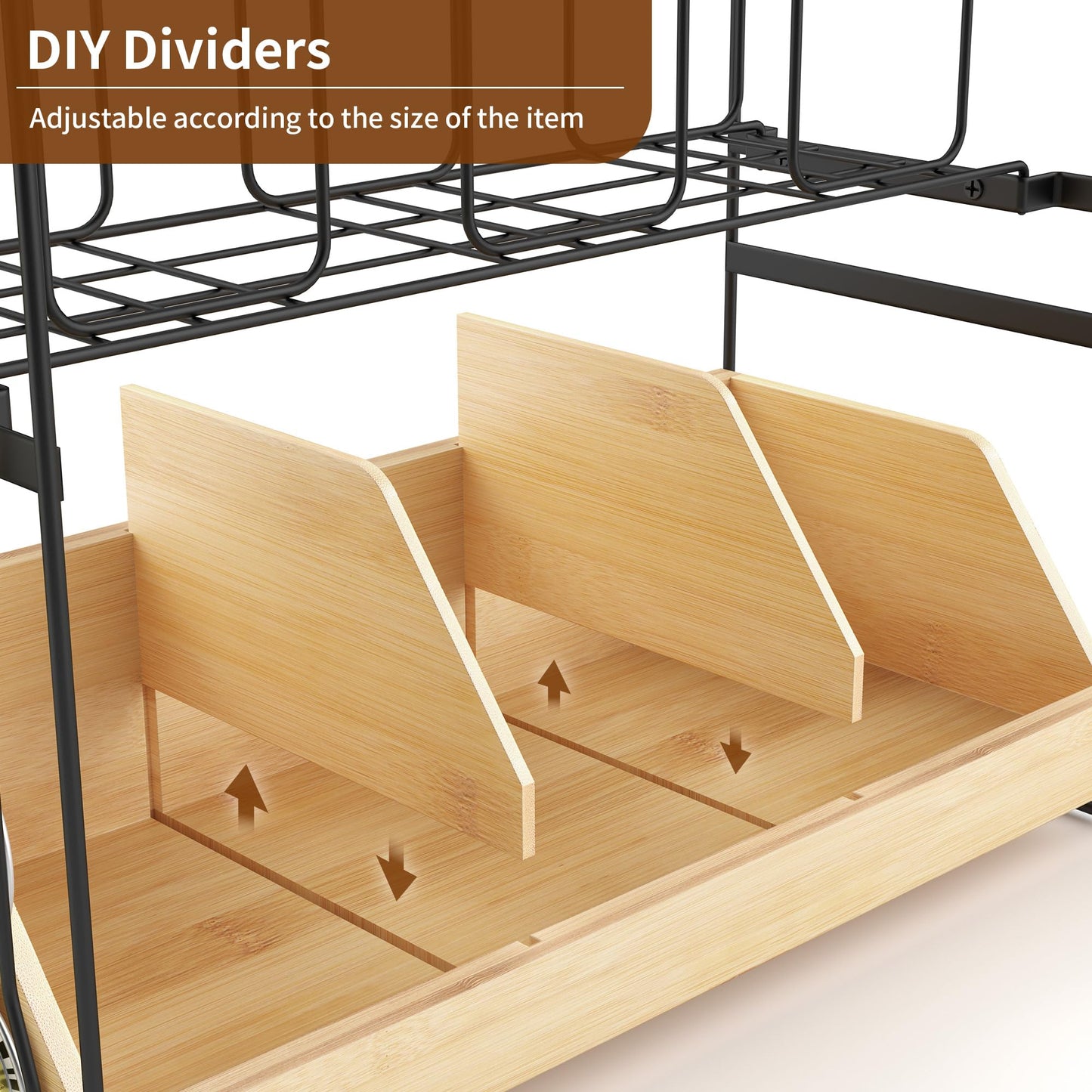 CACHOLIV Coffee Station Organizer for Countertop - Bamboo Bar Organizer Rack for Nespresso Pod & K Cup - Coffee Pods Holder Storage Basket - Cup and Condiment Station for Kitchen Office Home (Black)