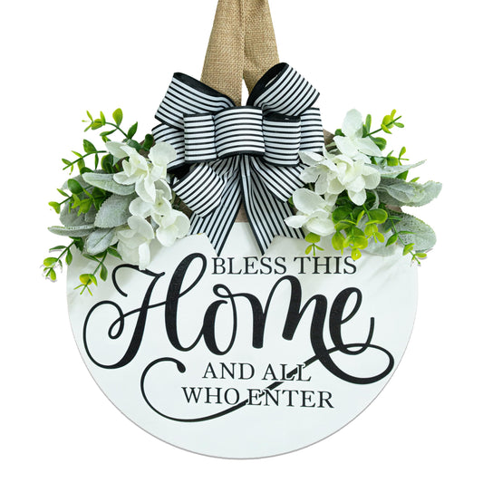 Welcome Sign for Front Door Wreath, Welcome Home Decorations, Wreaths for Front Door, Floral Round Wood Wall Decor, Front Porch Decor Gifts, for Spring Summer Fall All Seasons Holiday Outdoor Decor