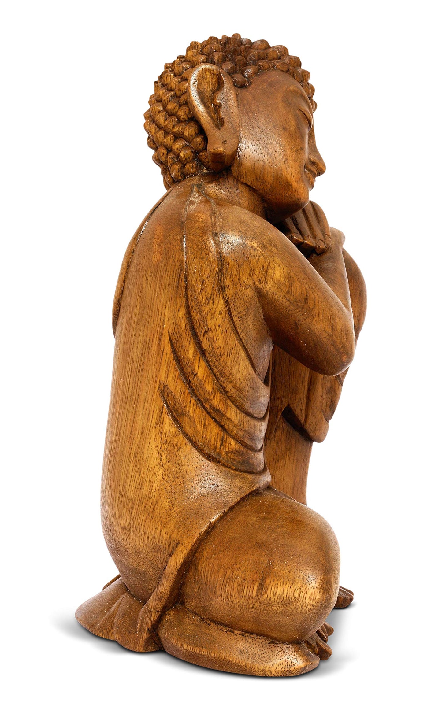 G6 Collection 8" Wooden Serene Sleeping Buddha Statue Hand Carved Sculpture Handmade Figurine Decorative Home Decor Accent Handcrafted Art Traditional Modern Decoration (Small)