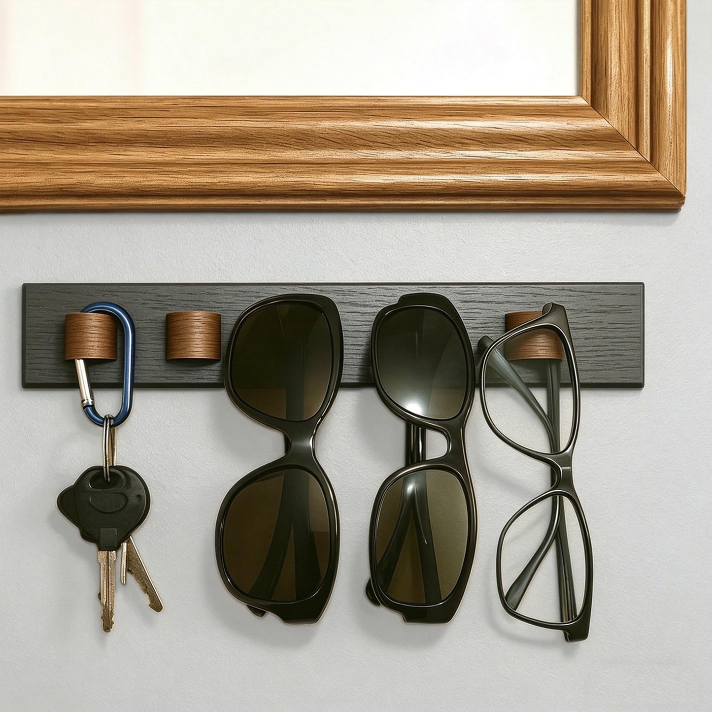 Udduwic 3 Pack Sunglasses Organizer, Wall Mounted Sunglass Rack, Wooden Sunglasses Holder Glasses Organizer for Wall, Home Decor, Dark Grey