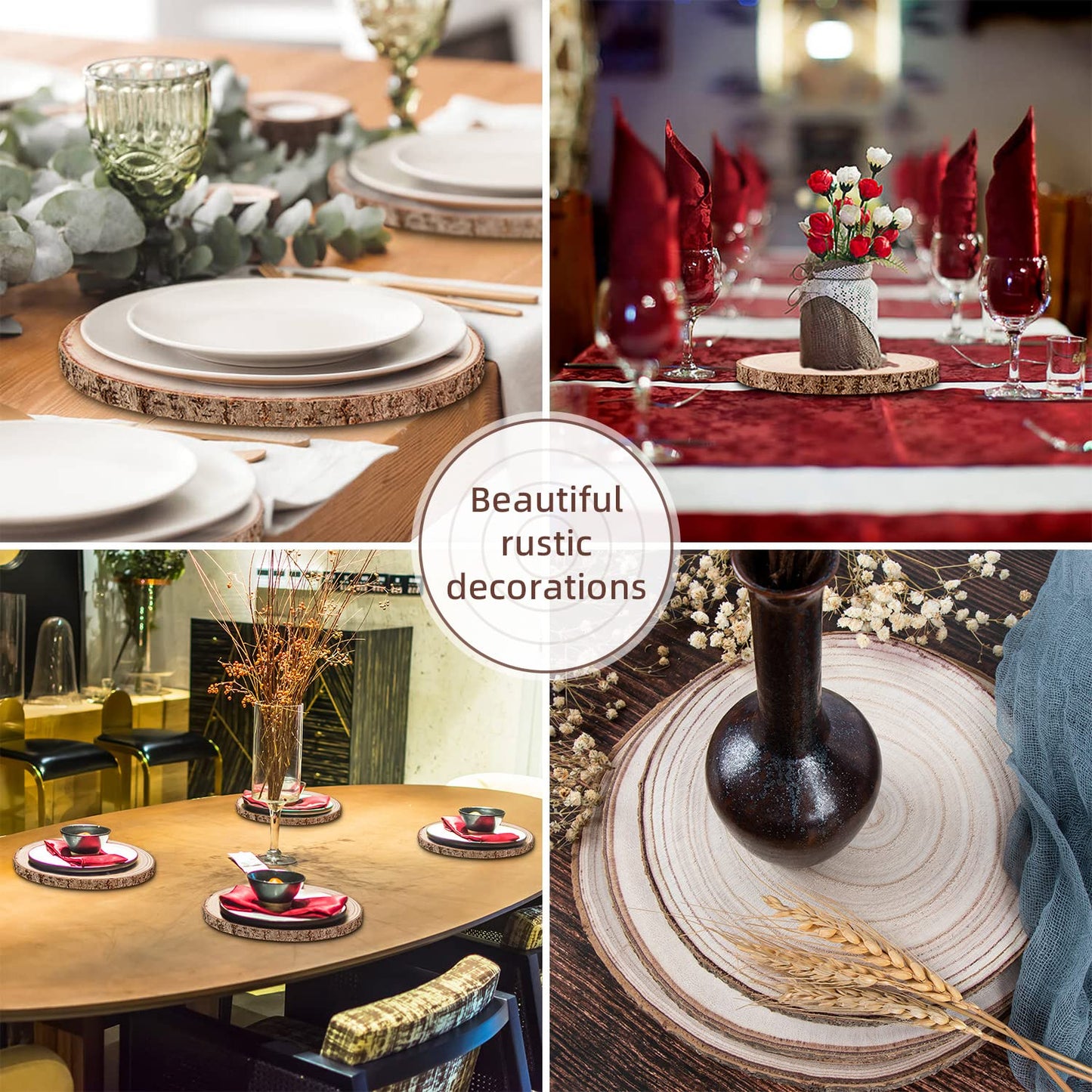 Maputune 8 Pcs 11-12 in Large Unfinished Wood Slices for Centerpieces, Natural Rustic Wooden Plate for DIY Craft, Round Wood Chips for Signage Painting Wedding Party Christmas Decor