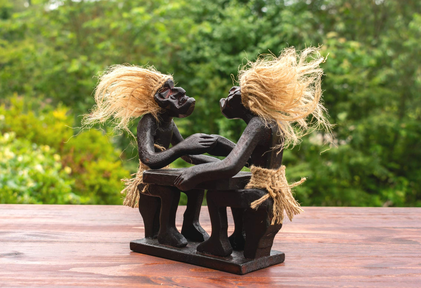 G6 Collection Handmade Wooden Primitive Tribal Funny Statue Sculpture Tiki Bar Handcrafted Unique Gift Home Decor Accent Figurine Decoration Artwork Hand Carved (Arm Wrestling)