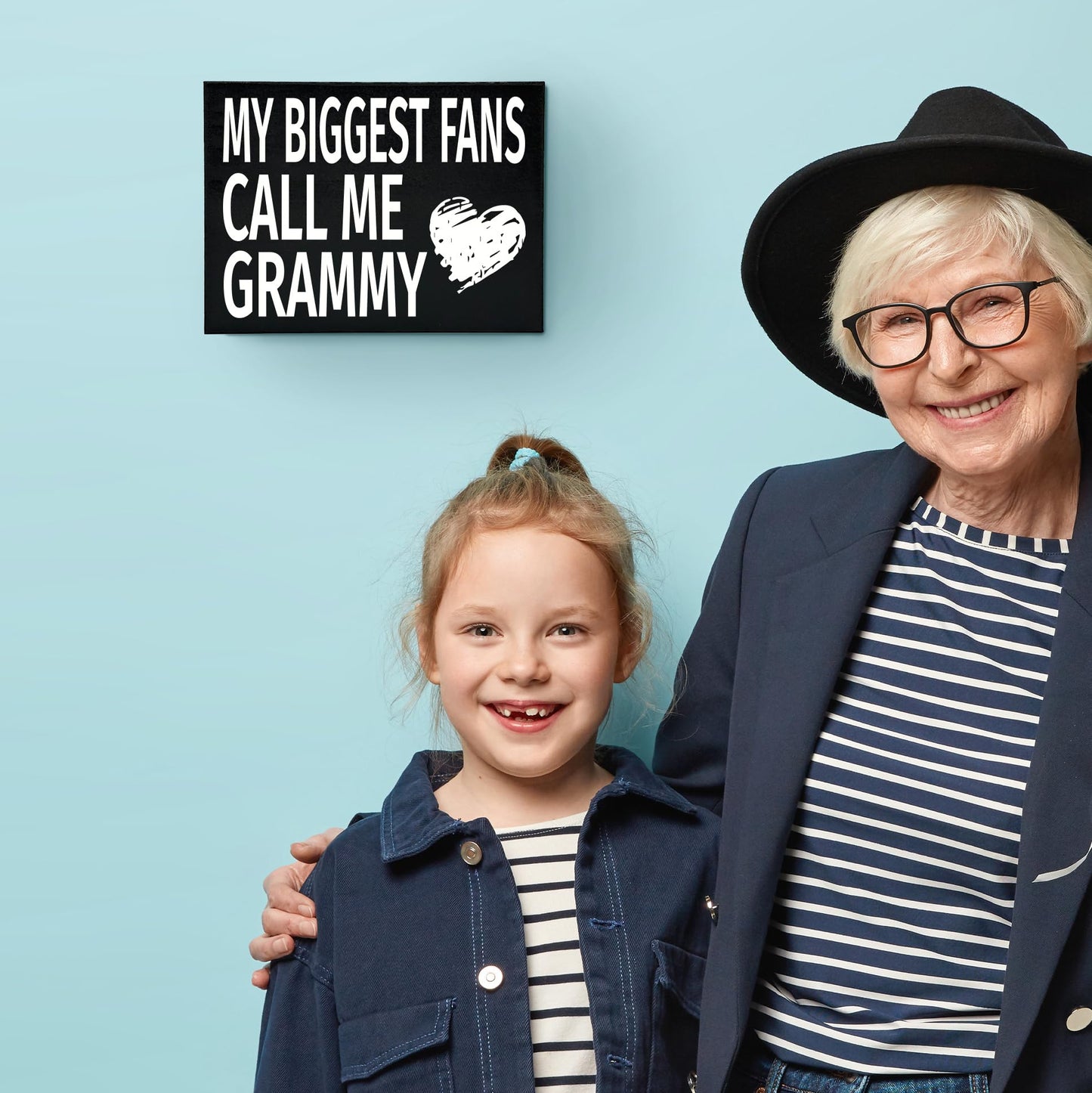 JennyGems My Biggest Fans Call Me Grammy Wooden Sign – Home Décor Shelf and Wall Display, Thoughtful Gift for Grammy