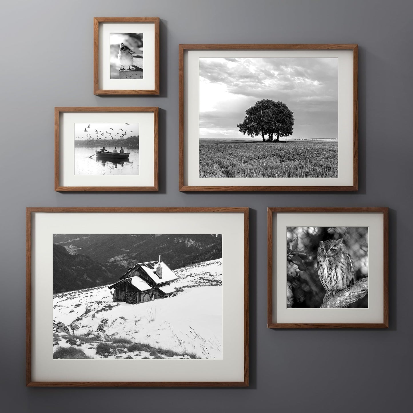 8x10 Picture Frame, USA-Sourced Natural Walnut Wood Photo Collage Frame with HD Tempered Glass, Modern Simple 8 x 10 Wooden Frame Matted to 5x7, Gallery Wall Frames for Art, Wall or Tabletop Display