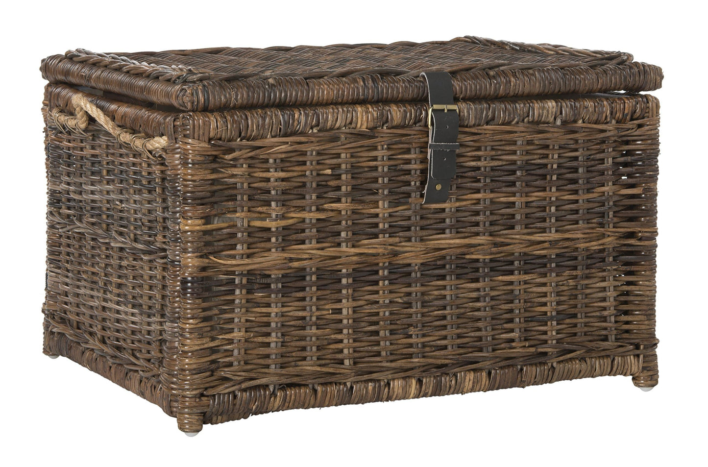 happimess HPM9001B Caden 30" Wicker Storage Trunk, Collapsible for flat storage, Rattan-Sarang Buaya, Coastal for Office, Dorm Room-LivingRoom, Bedroom, Dining Room, Brown